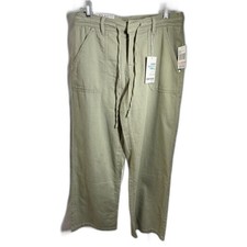 Kensie Jeans Easy Breezy Twill Pants Women 2/26 Sage Green High Rise Wide Leg picture