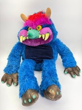Vintage My Pet Monster Plush AmToy 1986 Blue Faux Fur Stuffed Toy 24