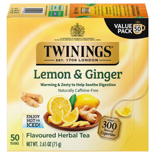 Twinings Lemon & Ginger Herbal Tea Bags Caffeine Free 50 Count Box-FREE SHIPPING picture