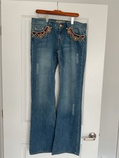 Allen B. By A. Schwartz Vtge Y2K Bootcut Flare Embellished Jeans.  W31.   picture
