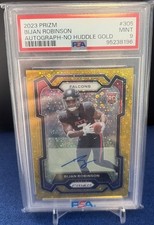 2023 PANINI PRIZM BIJAN ROBINSON ROOKIE GOLD NO HUDDLE AUTO #d 9 /10 PSA 9 #305 picture