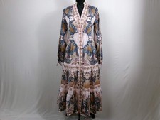 FARM Rio Soft Pink Sea Garden Scarf Pleated Midi Dress picture