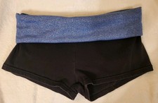 RARE Aerie Slim Gym Yoga Shorts W/ Metallic Blue Sparkly Foldover Waistband M picture