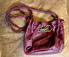Adrienne Vittadini Burgundy Crossbody Bag Gold Hardware Zip Lined Pockets picture