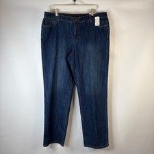 CJ Banks Straight Leg Jeans Womens 18W Blue Dark Wash Stretch Denim picture
