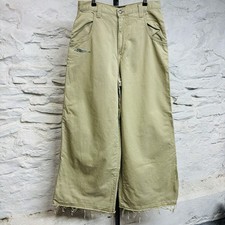 Vintage Breakdown Wide Leg Skater Pants 90’s Y2K 30x33 Raw Hem Khaki Beige picture