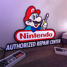 🛠️ Nintendo Repair Center Sign – Engraved Retro Gaming Wall Art | Handmade Wood picture