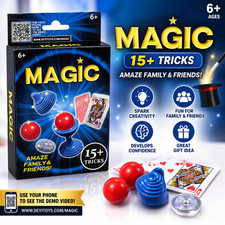 Kids Magic Trick Set 15+ Tricks for Beginner Magician Toys Kit with Cards Balls picture