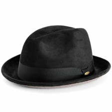 Scala Men's Black Solid Fedora Hat - One Size Fits Most picture