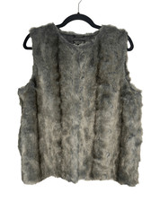 Topshop Women’s 8 Faux Fur Vest Brown Lined Hook Closure picture
