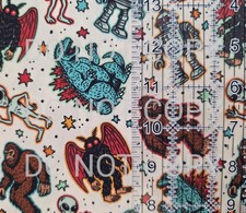 100% Cotton Woven Novelty Fabric Folklore Crytpids By The 1/4 Yard 9x56  picture