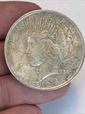1924-P  Peace Dollar 90% Silver Coin Circulated Fine Condition picture
