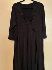Torrid Black Ruffle Neck Mock Wrap Dress W/ Pockets Size 2X picture