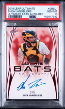 SHEA LANGELIERS 2019 LEAF ULTIMATE BATS RED /5 ON CARD RC AUTO GEM PSA 10 picture