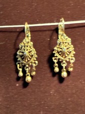 Vintage 1928 Jewelry Co Gold Filigree  Dangle Earrings Drop Vintage Costume picture