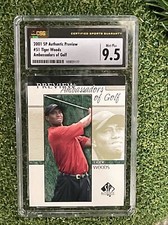 2001 SP AUTHENTIC PREVIEW #51 TIGER WOODS RC CSG 9.5 MINT ROOKIE CARD 🔥🔥🐅🐅 picture