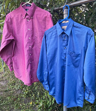 Stafford & Croft & Barrow Men’s Solid Dress Shirts 15.5 32-33 Blue/Pink picture