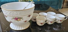 Royal Albert OLD COUNTRY ROSES  Punch Bowl set w/ 6 Cups  & Ladle (See descript) picture