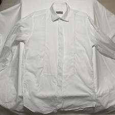Canali Men’s Tuxedo Dress Shirt White Size L 42 -16.5 Made in Italy French Cuff picture