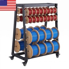 8-Rod Wire Spool Rack 400lb Capacity Wire Cart with Locking Wheels Wire Caddy picture