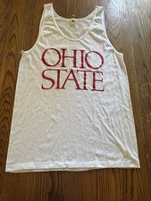 Vintage 70s 80s Ohio State Buckeyes Adult M Tank Top White Spell Out picture
