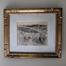 Max Liebermann Signed Art Print Cattle in the Field German Collotype Framed picture