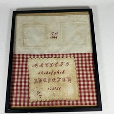 Beautiful 1904 Antique Framed Cotton Needlework Sampler picture