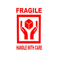 2x3-inch Fragile Hands Box (RD/WH) Labels Heavy Adhesive Stickers 9RLS of 300 EA picture