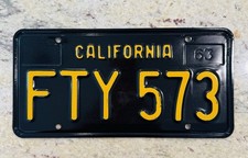 1963 California License Plate Single plate # FTY 573 picture