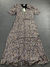 Boden Dress Womens 8 Multicolor Floral V Neck Puff Sleeve Maxi Fit Flare NWT picture