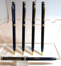 SET OF 5 TERZETTI CROWN SLIM METAL BRASS BODY BLUE BALLPOINT-USE CROSS REFILLS picture