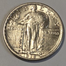 1918-s 25c SLQ Standing Liberty Quarter FH BU Condition Raw BLAST WHITE picture