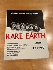 VTG 1960s/1970s Original Concert Poster - RARE EARTH & Podipto U of North Dakoda picture