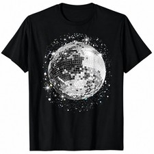 Retro Mirror Ball T-Shirt Vintage 70s Dance Party Sparkle Graphic Tee picture