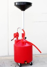 20 Gallon Portable Waste Oil Drain Tank w/Rotary Hand Pump Operated Drainage RED picture