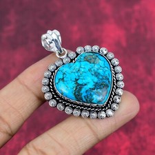 Blue Turquoise Gemstone Handmade 925 Sterling Silver Pendant Jewelry picture