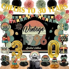 Vintage 30th Birthday Decorations for Him Her Pre-Assembled Party Set 47Pcs picture