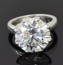 RARE 8.10 Ct Certified White Round Cut Treated Diamond Solitaire Ring 925 Silver picture