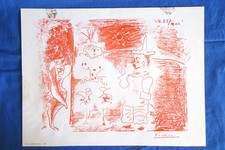Pablo Picasso The Squire and the Clowns 1957 Lithograph Offset Spadem 1965 Red picture