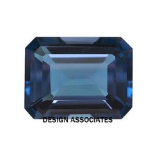 NATURAL LONDON BLUE TOPAZ 7 X 5 MM EMERALD CUT 2 PCS picture