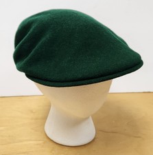 Vintage 1970's Kangol Wool Flat Cap Forest Green Ivy Driving Hat Oval England picture