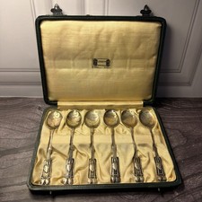 Antique Liberty Co Sterling Silver Spoons Set 6 Archibald Knox Medea Cased picture