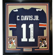 Framed Autographed/Signed Chris Davis Jr. 35x39 Auburn Blue Jersey JSA COA picture