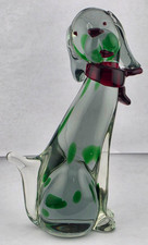 Vintage Seguso Murano Art Glass Smoke Gray Green Spotted 8.5