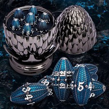 ARUOHHA DND Metal Dice Black Blue Dragons Egg Dice with Rotating Dragon Egg S... picture