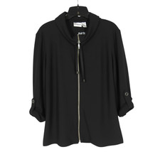 NWT CHICO'S TRAVELRS COLLECTION Black TEXTURED TAB JACKET Zip MOCK NECK  1/US 8 picture