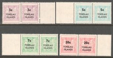 TOKELAU ISLANDS 1967 FISCAL STAMPS OF NEW ZEALAND SURCHARGED - JOINED PAIRS picture