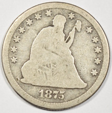 1875-CC SEATED LIBERTY QUARTER ~ NICE BOLD VG/G INV#1 picture