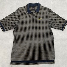 VINTAGE Nike Golf Shirt Mens Medium Blue Polo Tiger Woods Yin Yang Geometric 90s picture