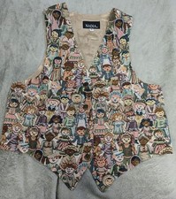 Vintage Nadia Embroidered CHILDREN Tapestry Women's SMALL Grandmacore Vest NEW picture